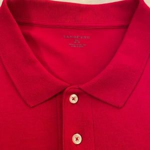 Lands' End 100% Cotton Red Pima Cotton Long Sleeve Polo Shirt | Men's XL